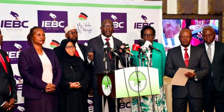 IEBC chairperson Erastus Edung and fellow commissioners PHOTO/Nation