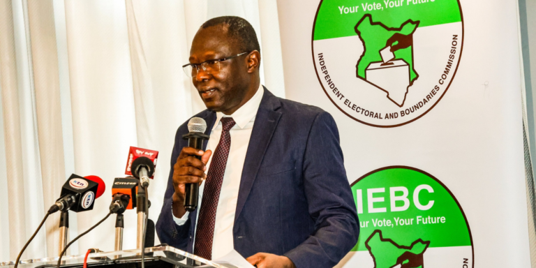 IEBC Chairperson Erastus Ethekon speaking during a past IEBC event in Nairobi. PHOTO/ File