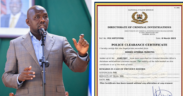 A photo collage of Interior CS Kipchumba Murkomen and a sample of Certificate of Good Conduct. PHOTO/Courtesy.