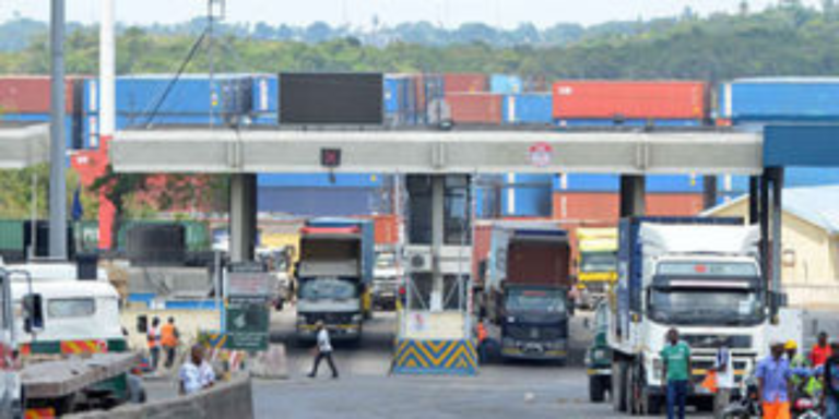 Trucks carrying cargo at the clearance terminals in Mombasa Port. PHOTO/ File