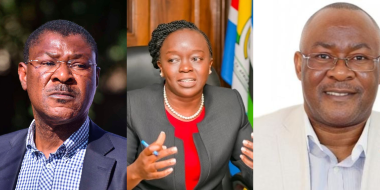 National Assembly Speaker Moses Wetang'ula, Environment CS Debora Barasa and former legislator Tim Wanyonyi. PHOTO/ File