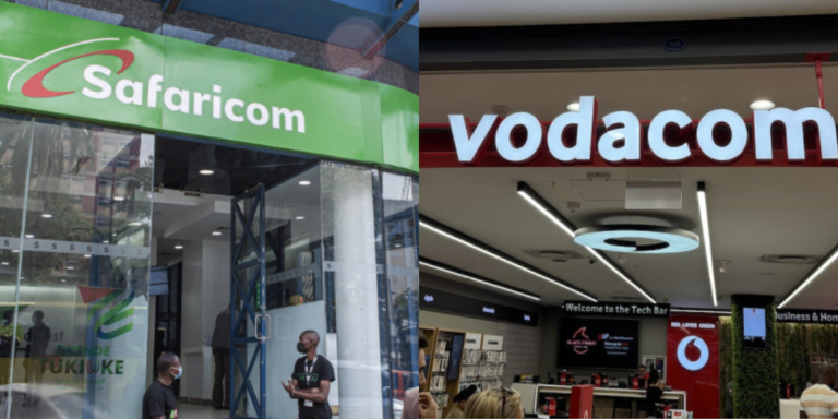 A photo collage of a Safaricom shop and a vodacom shop. PHOTO/ File