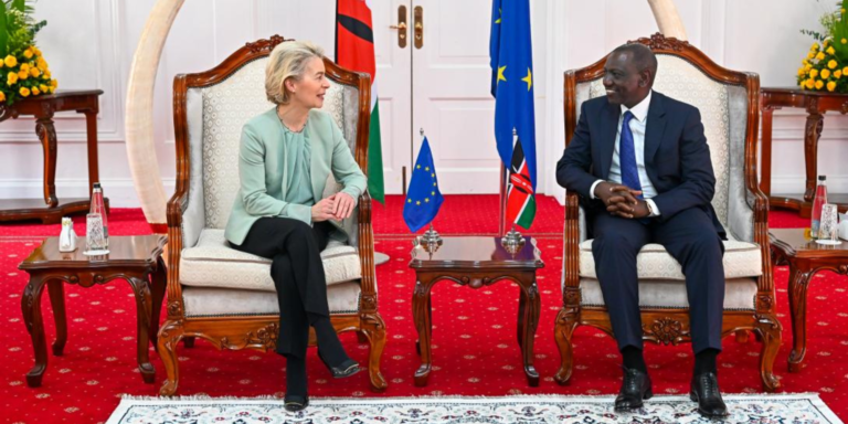 European Commission President Ursula von der Leyen and Kenyan President Dr. William Samoei Ruto at State House Nairobi in 2023. PHOTO/ File