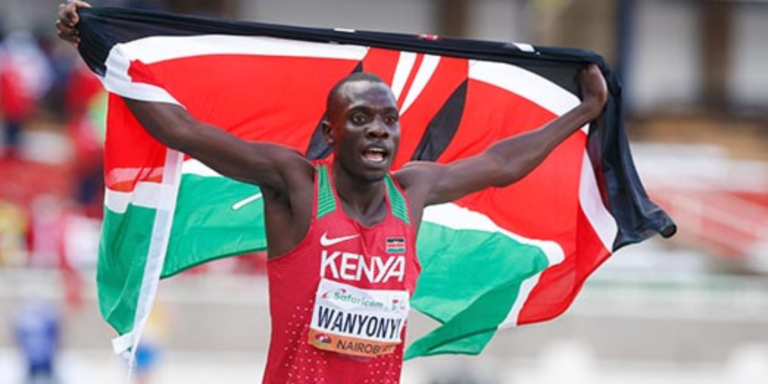 Kenya's middle-distance sensation Emmanuel Wanyonyi after smashing the men's 1,000 metres world record at the Monaco Diamond League. PHOTO/ File