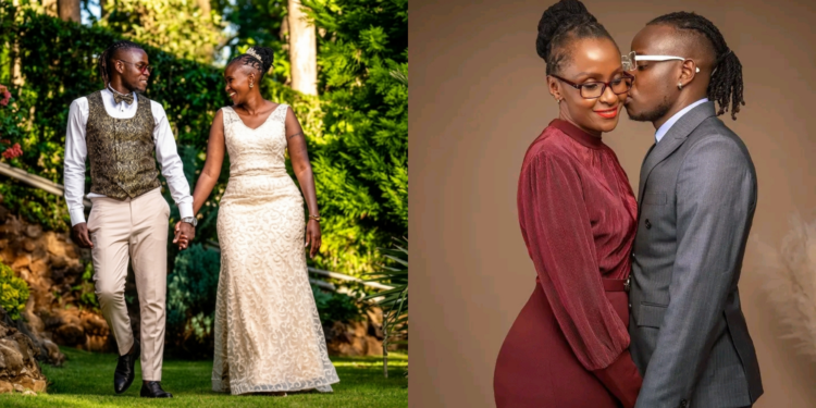 A photo collage of Guardian Angel and his wife Esther Musila during their Wedding on January 4, 2022, in a private ceremony held on his birthday and a photo of them during a photoshoot. PHOTO/ Guardian Angel
