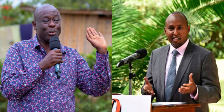A photo collage of former DP Rigathi Gachagua and Suna East MP Junet Mohamed.