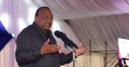 A photo of former president Uhuru Kenyatta speaking during a past event . Photo/ Courtesy