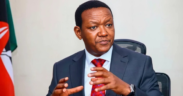 A photo of the cabinet secretary for ministry of lab our Dr , Alfred Mutua at his office addressing the public. Photo/ Alfred Mutua