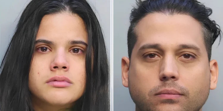 A photo showing Geybert Alexander Garcia, 40, and Melany Perdomo, the duo arrested following the home raid of the Florida couple. Photo /File