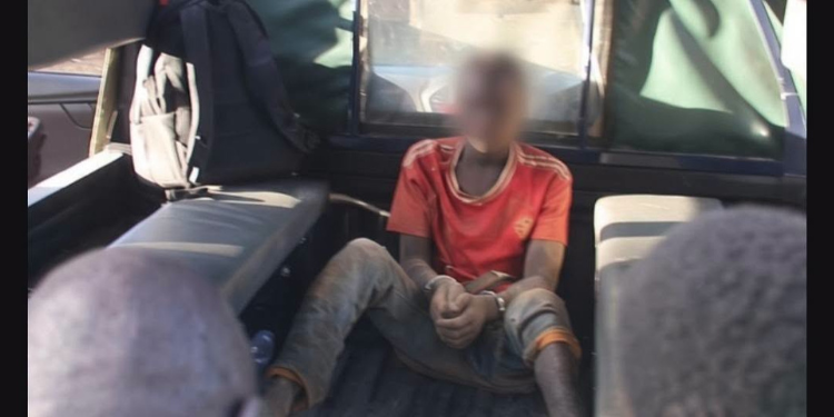 A photo showing the 14 year old boy after his arrest in Baringo county. Photo/ Courtesy