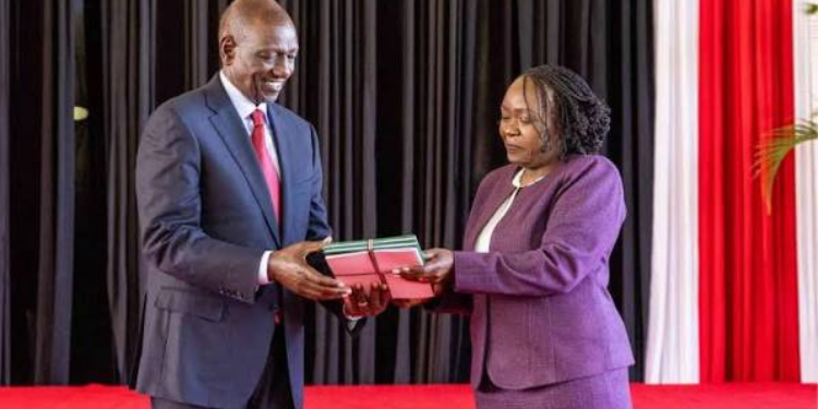 KNCHR Chairperson Claris Awuor Ogangah-Onyango and the president William Ruto in a past event. PHOTO | COURTESY