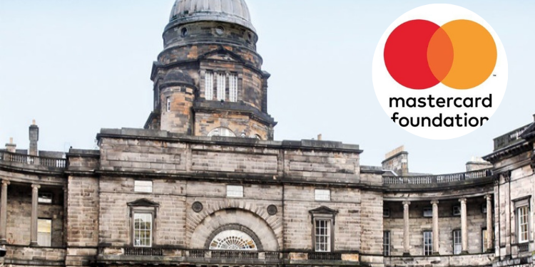 A photo of the University of Edinburgh and an insert of Mastercard Foundation logo. PHOTO/ Scotland.org/ Mastercard Foundation 