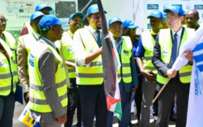 A photo of Nairobi Metropolitan Area Transport Authority (NaMATA) stakeholders and officials from the Japan International Cooperation Agency (JICA) during the launch of the Ngong Road Route 111 pilot project on Friday, April 11, 2025. PHOTO/ NaMATA.