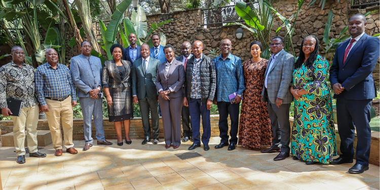 A group photo of Agriculture Cabinet Secretary Mutahi Kagwe, members of Uganda's Parliamentary Committee on Agriculture, and Kenyan agricultural officials after a luncheon meeting on regional maize trade and food safety at the Nairobi Serena Hotel on September 8, 2026. PHOTO/ CS Kagwe X