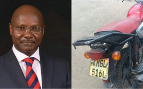 A collage of Matthew Kyalo with the motorbike DCI found PHOTO/DCI