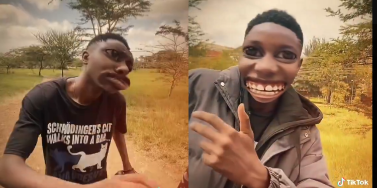 A collage photo of Derrick Omollo from his tiktok videos and his photo. Photo/ Courtesy