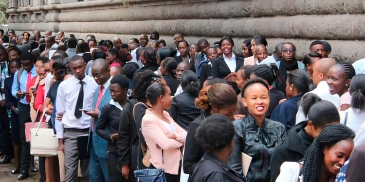 A photo showing Jobseekers lining up for interviews. PHOTO/Nation Africa.