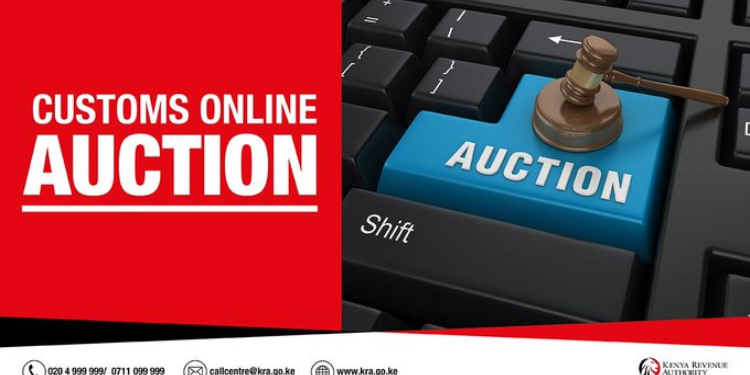 A photo showing posters for KRA on the ongoing auctioning . Photo/ KRA