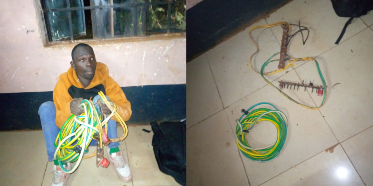 A photo showing the suspect arrested during the vandalism of Kenya Railways. Photo/ Kenya Railways
