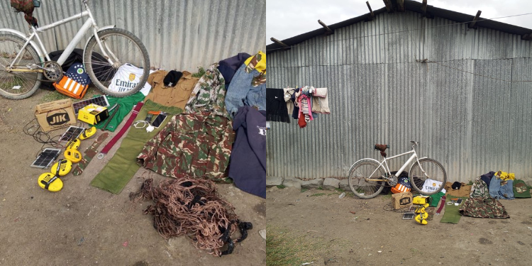 A photo shows the recovered government stores, AP uniform during the Isinya operation. Photo/ DCI