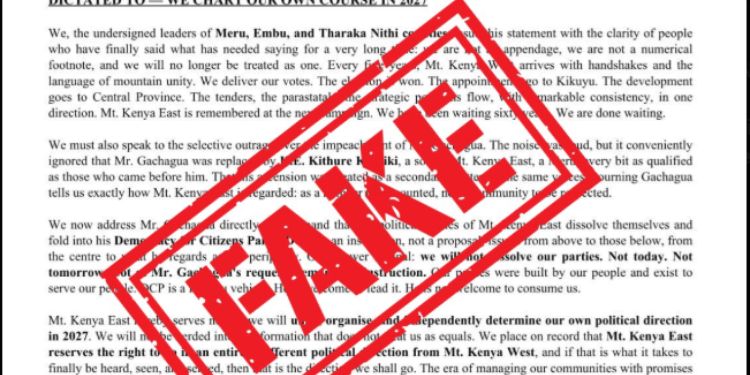 Former CS Justin Muturi has dismissed a statement circulating in his name as fake, denying claims that he signed the document on Gachagua and Mt Kenya East. PHOTO/ X.