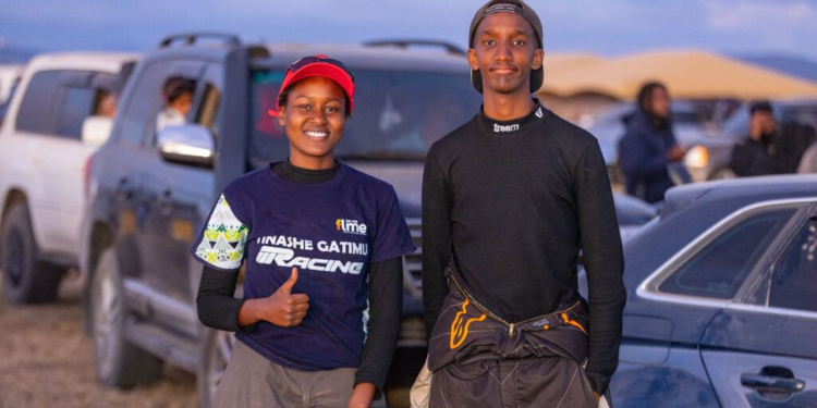 Michuki Hinga, a Kenyan rally driver, with teammate
