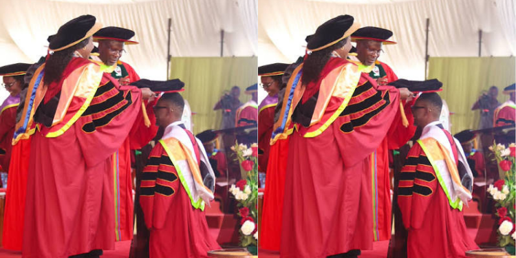  Photo showing Didmus Barasa graduating with his PhD from Murang'a university . Photo/ Didmus Barasa/ IG