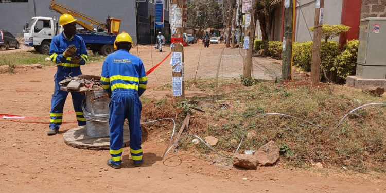 Photo showing Kenya Power team carrying out the transformer maintainance in Nairobi . Photo/ Kenya Power