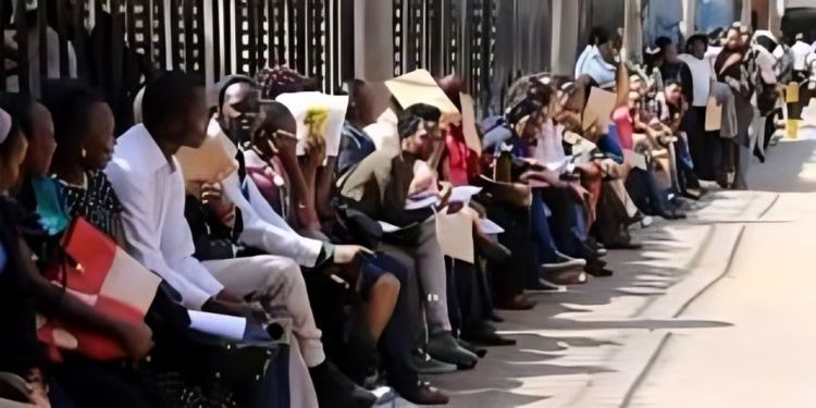 Job seekers wait to hand in their documents at County Hall, Nairobi, on May 26, 2017. PHOTO/NMG