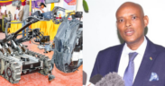 A collage of a Caliber remote-controlled robot operated by the Bomb and Hazardous Material Disposal Unit carrying a suspicious backpack during demonstrations at the Mombasa International show and DCI boss Mohamed Amin. PHOTO/ DCI X/ The Standard