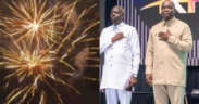 A collage photo of Fireworks at the Rhema Feast finale on September 4 and Reverend Julian Kyula and Apostle Joshua Selman during Rhema Feastv2026.PHOTOScreengrab/william samoei Ruto DmFacebook.