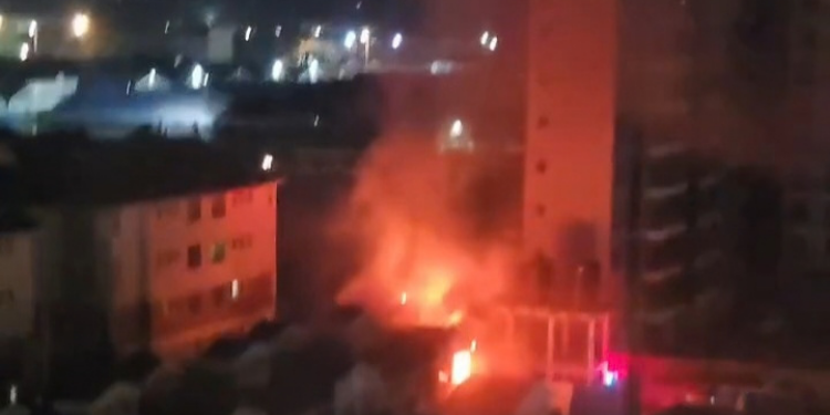 A photo of a house on fire at Summerville Estate in Syokimau near Gateway Mall on the night of September 29, 2026. PHOTO/ Screengrab 