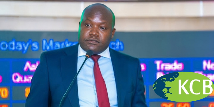 A photo of Maurice Opiyo, Managing Director of KCB Investment Bank, addressing attendees during the TRIFIC Green USD I-REIT listing at the Nairobi Securities Exchange (NSE) on June 29, 2026 and an insert of KCB bank logo. PHOTO/ KCB