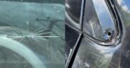 A vehicle with a visible hole on its body and a cracked window following the reported attack in Garissa. PHOTO/ Muturi X