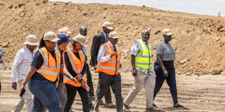 A photo showing Kenya Railways team inspecting on the ongoing SGR Extension project. Photo/ Statehouse/ X