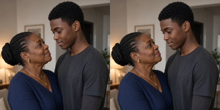 Photo showing a lady and a young man being goffy around each other Photo /Grok
