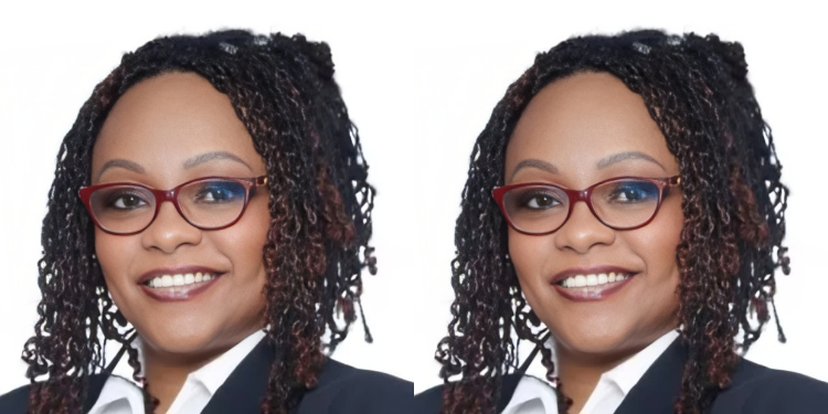 A photo collage of Angela Mwirigi, KCB director of digital financial services. PHOTO/ Angela Mwirigi