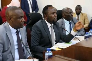 Trans Nzoia Governor George Natembeya appearing before the Committee on September 23, 2025. PHOTO/Parliament.