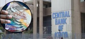 A Photo Collage of CBK Bank of Kenya and Current Kenya's Currency