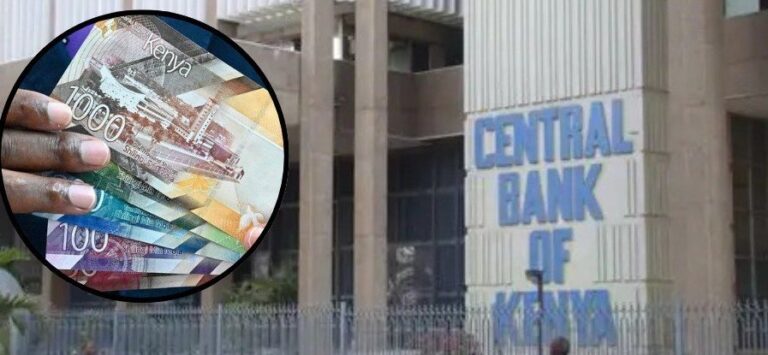 A Photo Collage of CBK Bank of Kenya and Current Kenya's Currency