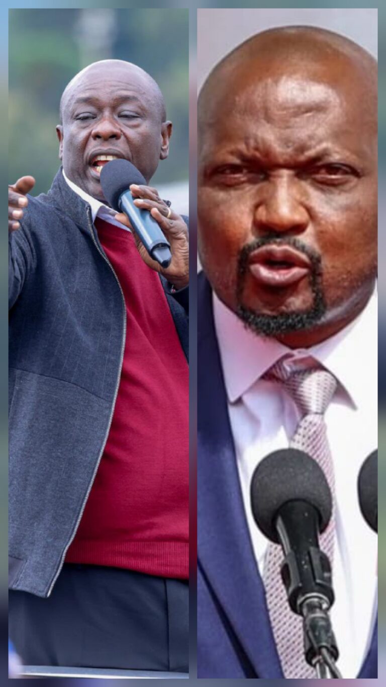 A photo collage of Rigathi Gachagua and Moses Kuria