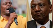A photo collage of Ndindi Nyoro and William Ruto.