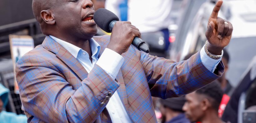 Rigathi Gachagua speaking at a past rally in Kajiado. PHOTO/ Gachagua X