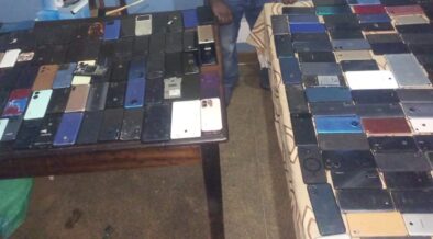 Stolen electronic goods including phones and laptops. PHOTO/ National Police Service X Account