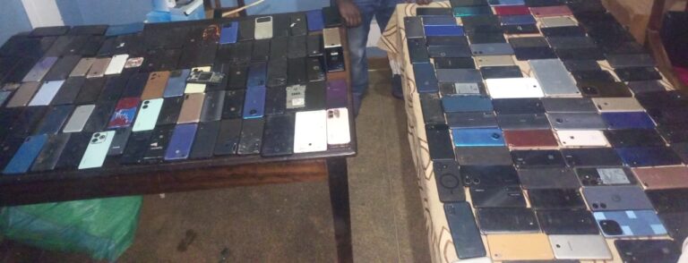 Stolen electronic goods including phones and laptops. PHOTO/ National Police Service X Account
