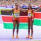 Faith Kipyegon and Beatrice Chebet at the World Athletics Championship in Tokyo. PHOTO/ Team Kenya X