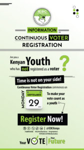 A notice from the IEBC reminding Kenyans to go register tomorrow September 29 2025 Image/IEBC