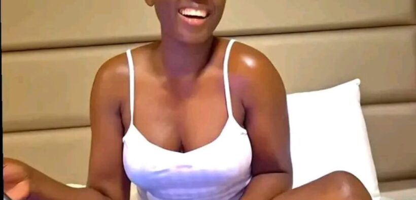 Musician Akothee laughing during the release of the CHRP results. PHOTO/ Akothee Facebook.