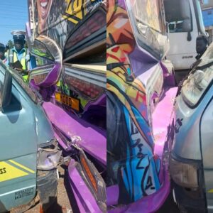 George Ruto's matatu "Mood" involved in a minor collision in Eldoret. PHOTO/ City Mirror.
