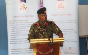 Brigadier M. Leriari, Director of the Directorate of Military Veterans, speaking during the event. PHOTO/KDF.